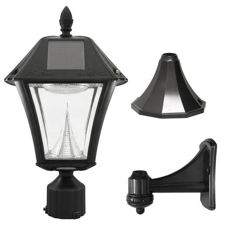 The high grade and high quality solar charged batteries provide a longer continuous lighting time of up to 12 hours. Gama Sonic Baytown II Black Resin Outdoor Integrated LED ...