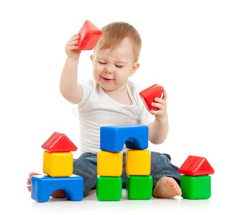 Little Boy Playing With Building Blocks Stock Photo Image Of Building