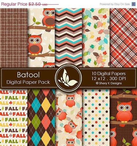40 Off Fall Owl Paper Pack 10 Digital Por Sherykdesigns En Etsy 150