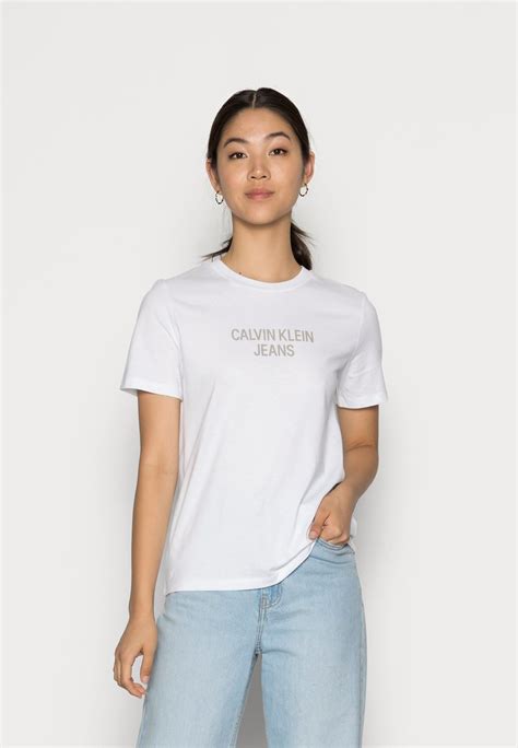 Calvin Klein Jeans Easy Institutional Tee T Shirt Z Nadrukiem Bright White Biały Zalando Pl