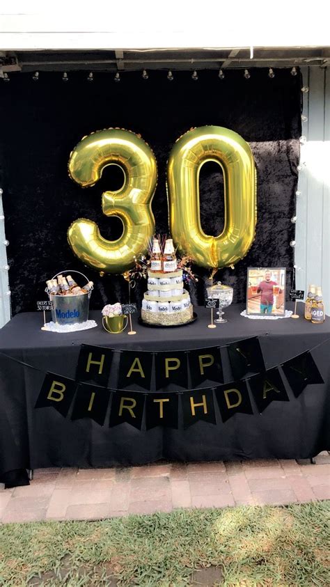 Here you can find ideas for birthday parties for adults of all kinds. 30th birthday party ideas, men black and gold party, beer ...