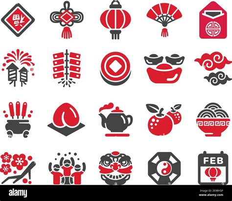Happy Chinese New Year Icon Setvector And Illustration Stock Vector