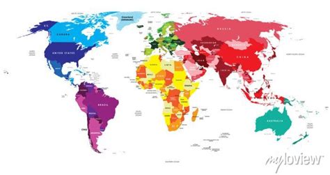 Mappa Politica Del Mondo Dipinti Da Parete Quadri Turismo Ec Un