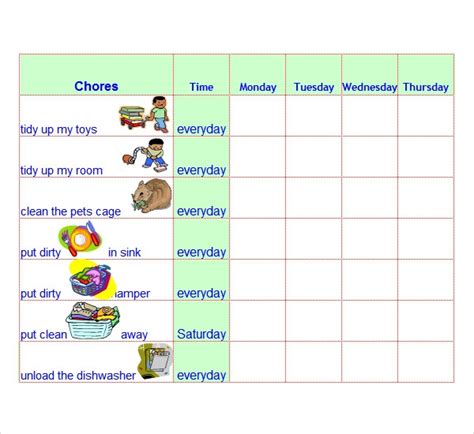 Free 7 Chore List Templates In Ms Word Excel Pdf