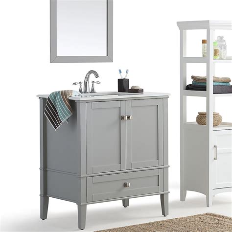 Buy wall mounted bathroom vanities online at thebathoutlet � free shipping on orders over $99 � save up to 50%! Simpli Home Chelsea 30 Inch Bath Vanity with White Quartz ...