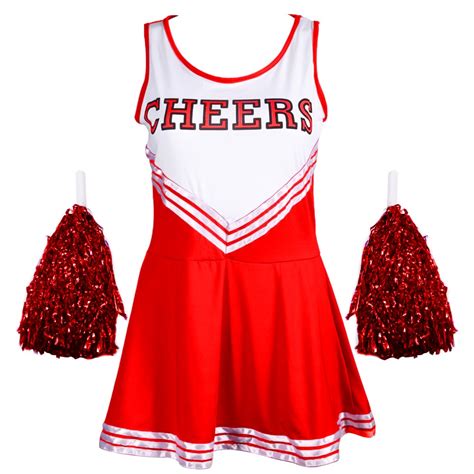 cheerleader fancy dress outfit high school musical uniform costume pom poms