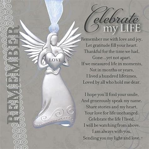 Buy Memorialremembrance Angel Ornament With Celebrate My Life Poem