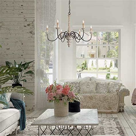 Shabby chic flush mount lights; LALUZ 6-Light Shabby Chic French Country Chandelier ...