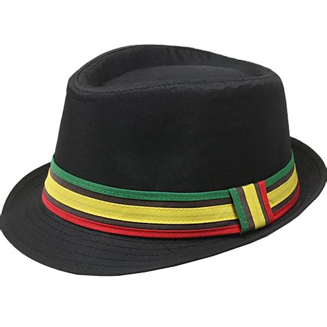 Solid Black Rasta Jamaican Inspired Reggae Fashion Unisex Fedora Hat
