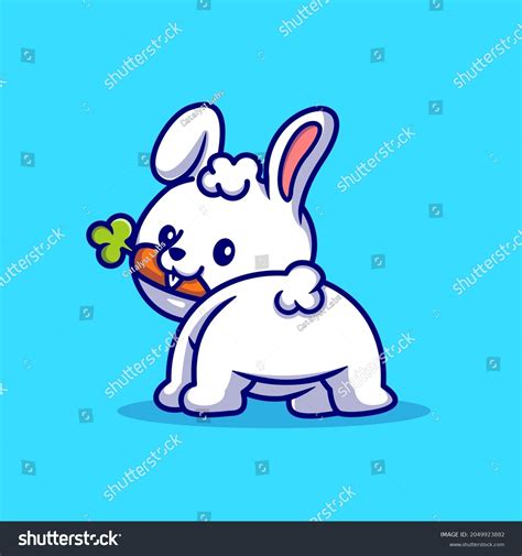 Cute Baby Rabbit Eating Carrot Cartoon Stock Vector Royalty Free