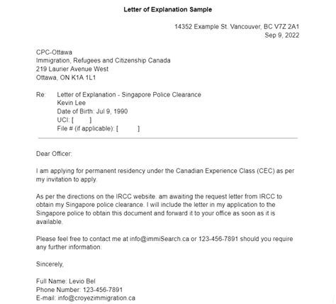 Letter Of Explanation Loe Canada Template Sample And Guide