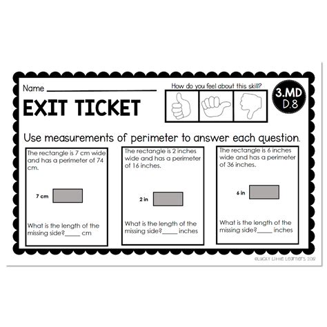 3rd Grade Exit Tickets Measurement And Data 3md D8 Version 2