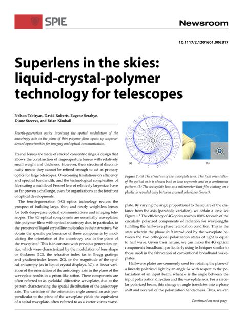 Pdf Superlens In The Skies Liquid Crystal Polymer Technology For