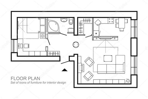 Outline Vector Of Simple Furniture Plan Floor Plan Symbol As