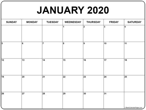 January 2020 Calendar Free Printable Monthly Calendars Avnitasoni