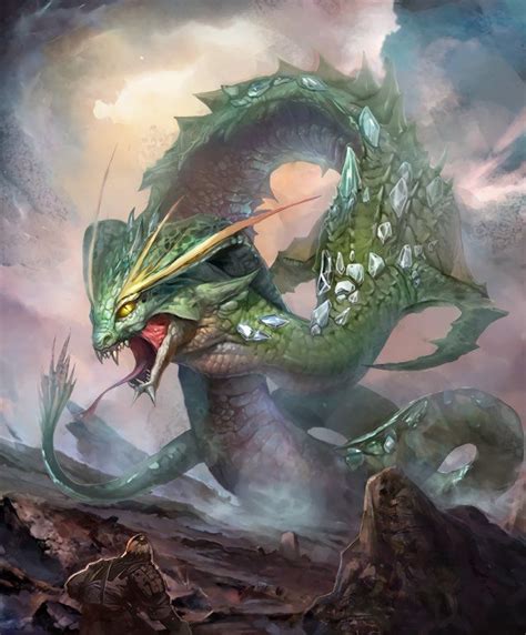 Card Serpent Drake Fantasy Creatures Mythology Fantasy Creatures