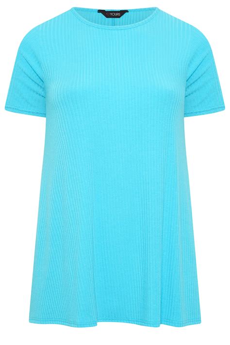 2 Pack Plus Size White And Turquoise Blue Ribbed Swing T Shirts Yours