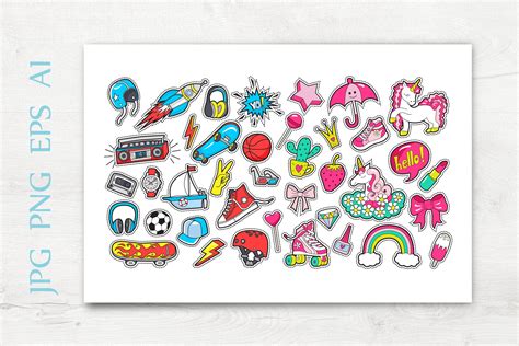 Kids Stickers Cliparts Vector And Png Children Patches 554448
