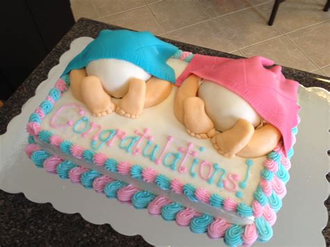 8 Baby Cakes For Twins Boy And Girl Photo Twin Baby Shower Cake Ideas