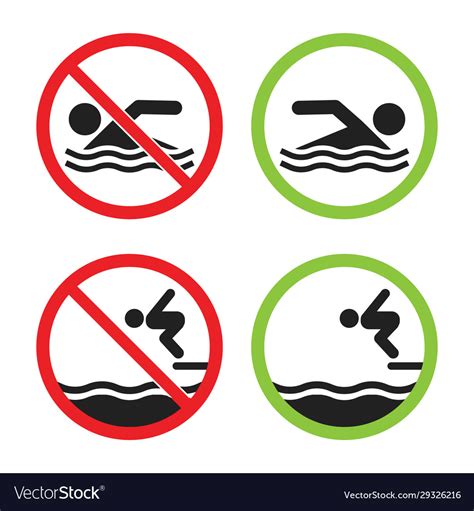 No Swimming And Swimming Allowed Sign Set Vector Image
