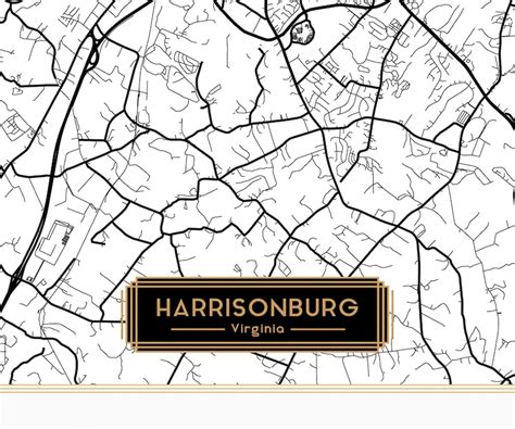 Harrisonburg Virginia City Map Harrisonburg Virginia Art Print Etsy