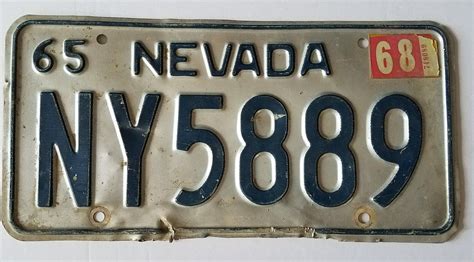 1965 State Of Nevada License Plate Silver With Blue Lettering Etsy