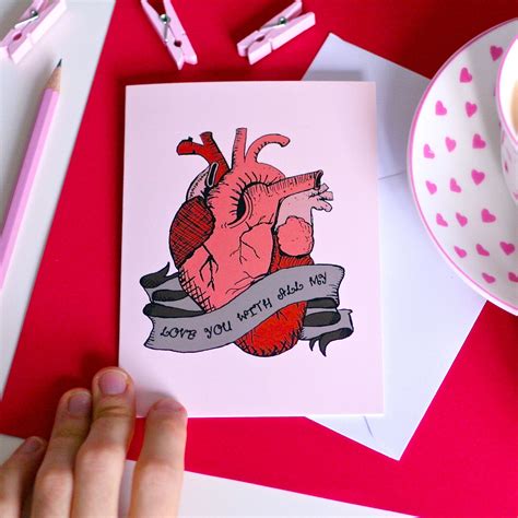 Anatomical Heart Valentines Card Funny Valentines Etsy Uk