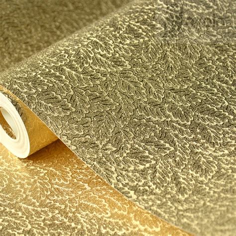 European Luxury Glitter Silver Gold Foil Wallpaper Leaves Design