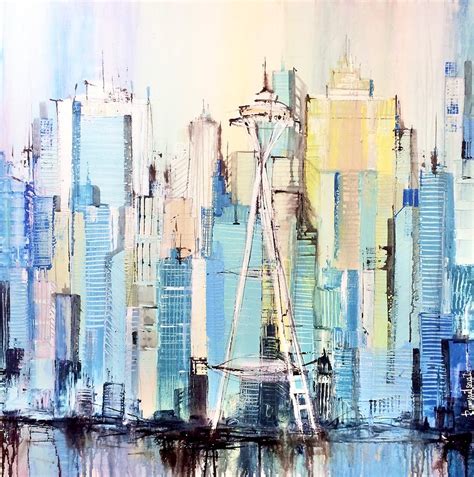 Seattle Skyline Art Print Painting By Irina Rumyantseva