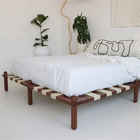 Capsule Platform Bedframe Walnut Minimalist Bed Frame Simple Bed