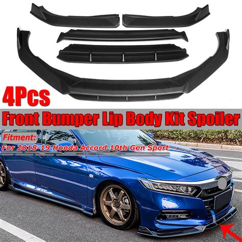 4pcs Front Bumper Lip Body Kit Spoiler For Honda Accord 10th Gen Sport