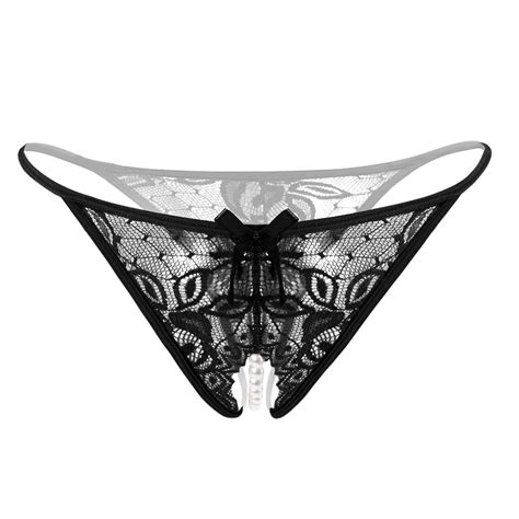 Plus Size Lace Panties For Sex Open Crotch Briefs With Pearls Women Thongs And G Strings Sexy