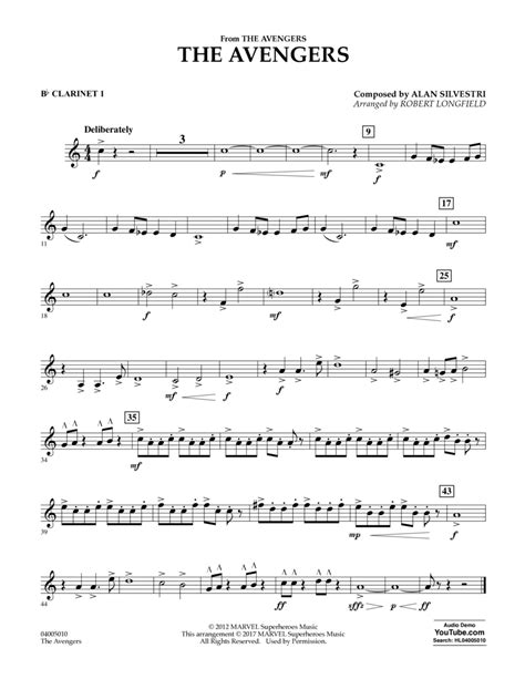 Download The Avengers Bb Clarinet 1 Sheet Music By Alan Silvestri