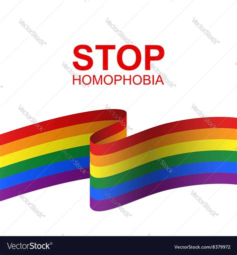 stop homophobia card with lgbt flag royalty free vector