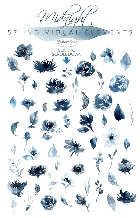 Scale this pattern to fit your pumpkin, then print. Indigo Blue Watercolor Flowers | Watercolor flowers, Blue ...