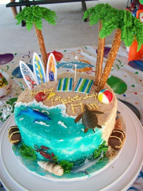 1st Birthday Beach Cake Beach Cake Wcoordinating Sand Castle Smash