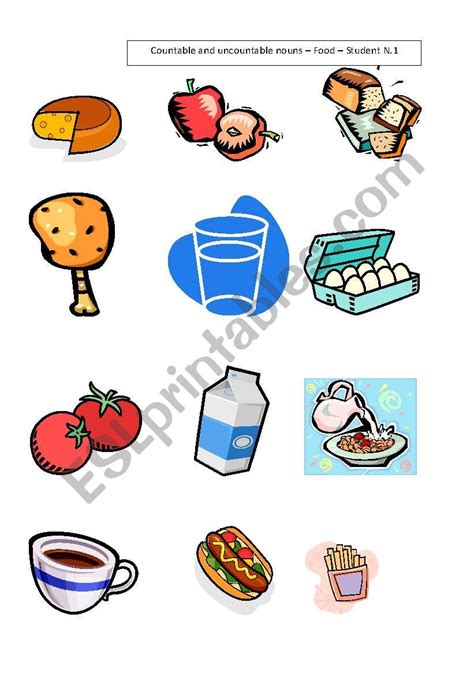 Food Countable And Uncountable Nouns Esl Worksheet By Solerom