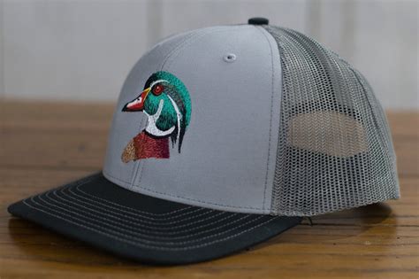 Duck Hat Duck Hunting Hat Embroidered Duck Dad Hat Wood Etsy