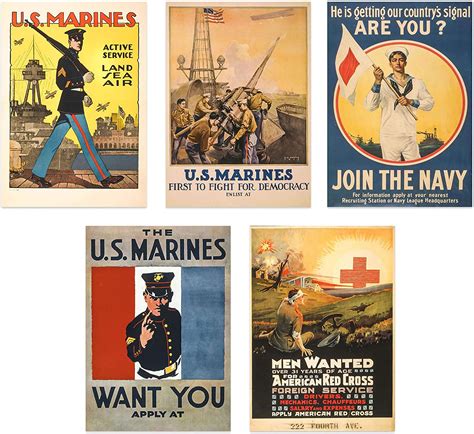 Ww1 Poster Prints Set Of 5 Unframed 8x10 Inches World War 1