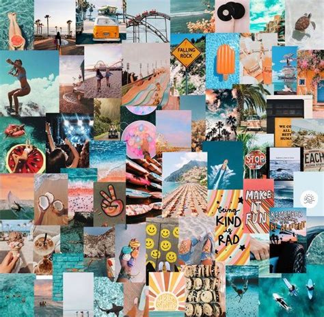 Beachy Summer Boho Wall Collage Kit In 2020 Wall Collage Beach Wall