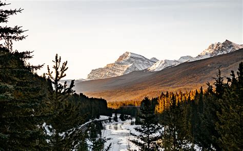 Download Wallpaper 3840x2400 Mountains Trees River Snow Landscape