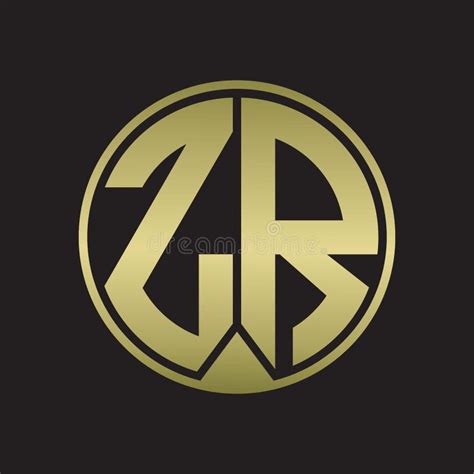 Zr Logo Monogram Circle With Piece Ribbon Style On Gold Colors Stock
