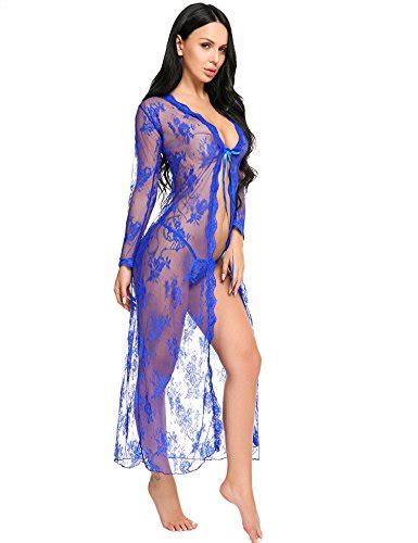 Buy Lingerie For Women Sexy Long Lace Dress Sheer Gown See Through Kimono Robe Online At