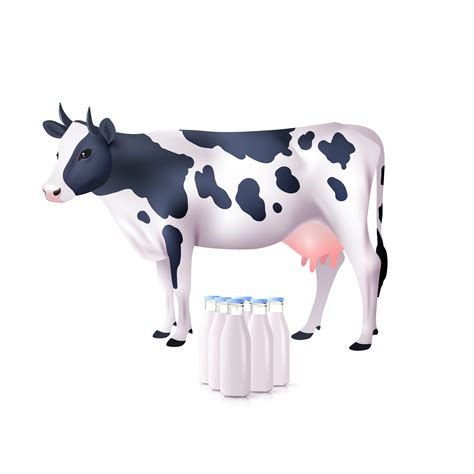 Cow And Milk Bottles 468408 Vector Art At Vecteezy