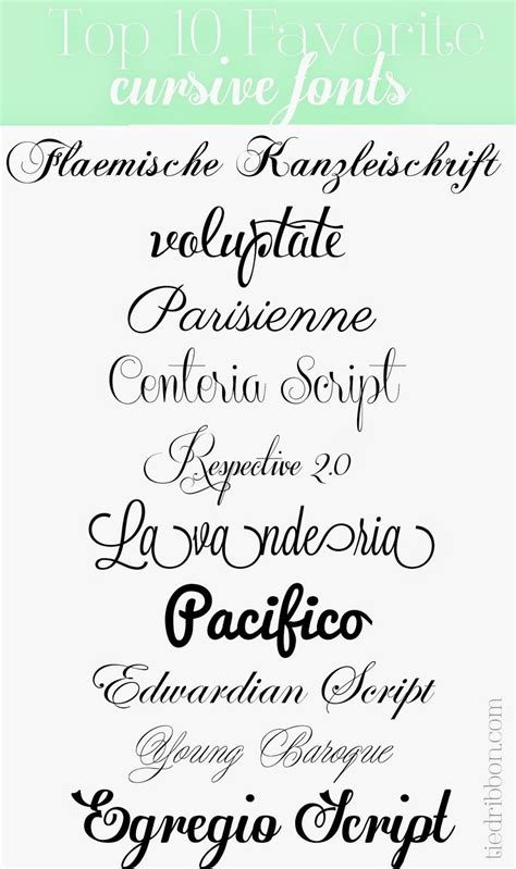 Tied Ribbon Top 10 Favorite Cursive Fonts Calligraphy Fonts Lettering