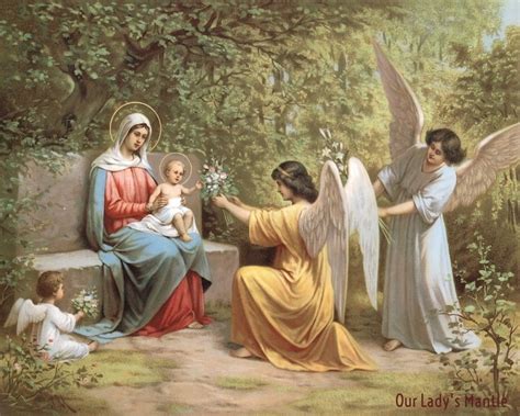 Virgin Mary And Child Jesus With Angels 10 X 8 Catholic Etsy