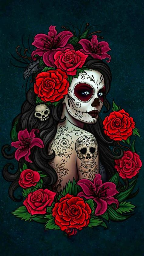 Sugar Skull Katrina Mexican Wallpaper Skull Painting Skull Artwork