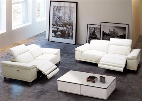 Gaia White Leather Power Reclining Living Room Set From
