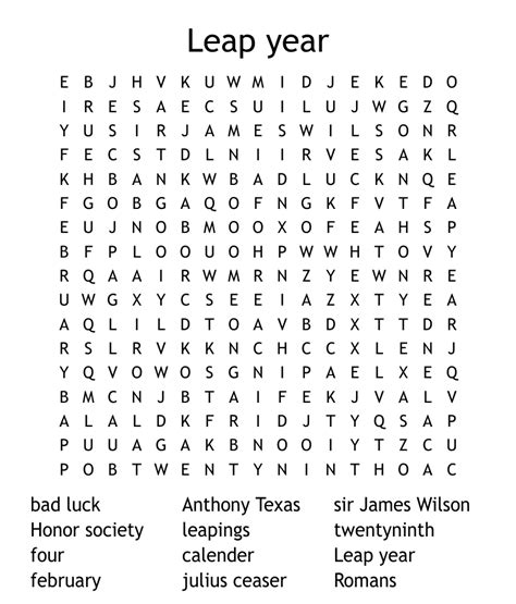 Leap Year Word Search Wordmint