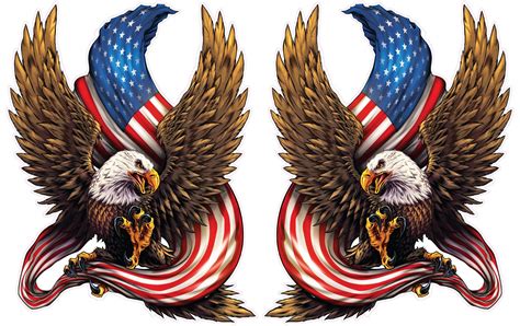 American Bald Eagle American Flag Pair Decal Nostalgia
